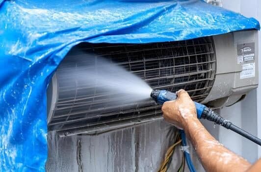 Clean AC coil after Green Star jet wash service